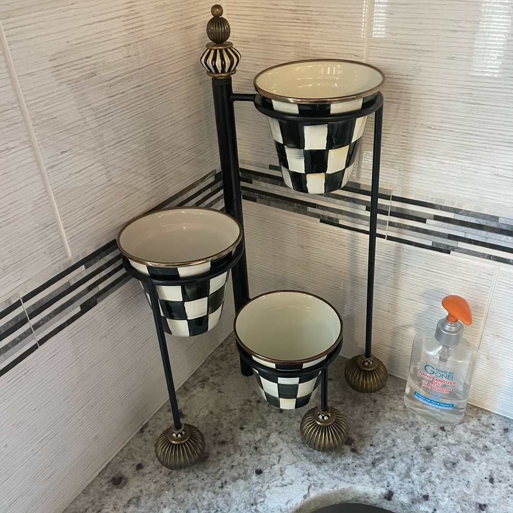 Mackenzie Childs serving stand Stand (small) WITH 3 herb pots